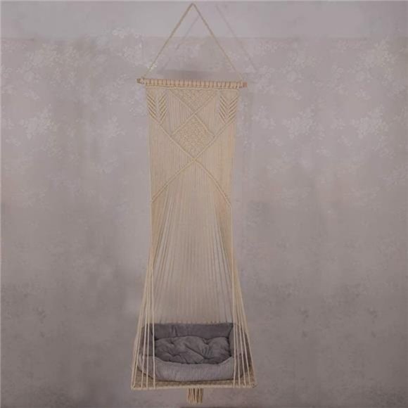 Cat Bed Cat Hammock Macrame Cat Swing Bed Cat Cage Cotton Rope Hanging Cat House - Picture 3 of 7